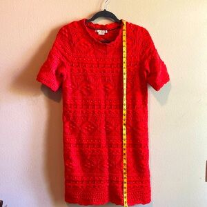 Boden Claudia Knit Dress Textured Dress UK 10R US 6R Red S/S Spring Mini Cotton
